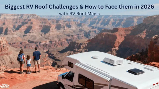 RV with rubber roof coating protected by RV Roof Magic